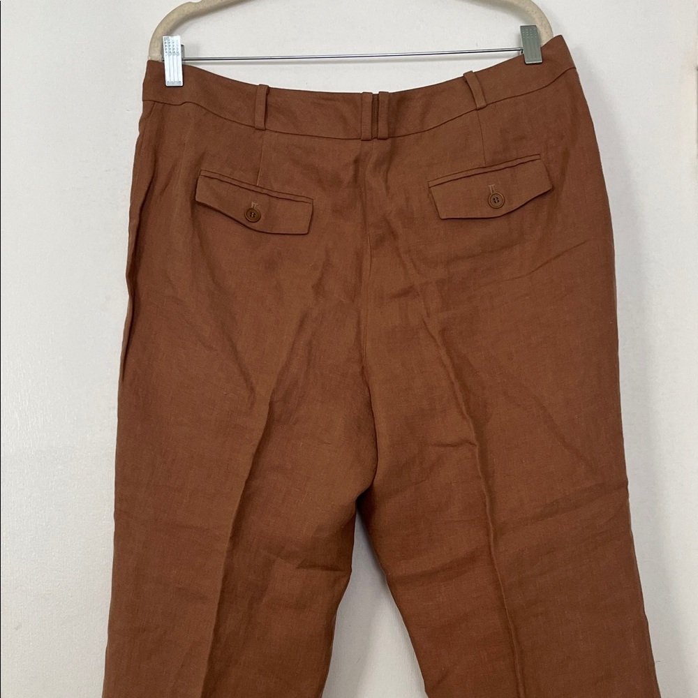 Talbots Men's Rust-Brown Linen Trousers - Picture 3 of 5